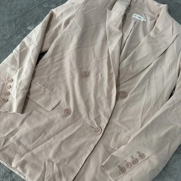 R Label Double Breasted 100% Silk Pink Blazer Size XS Womens $298 MSRP - Picture 2 of 9